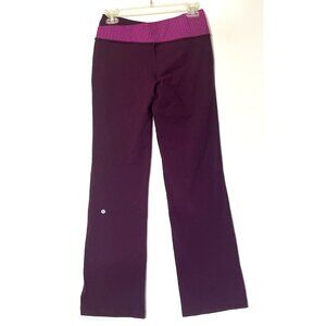 New Lululemon Astro Plum Raspberry Striped Stretch Flare Pants